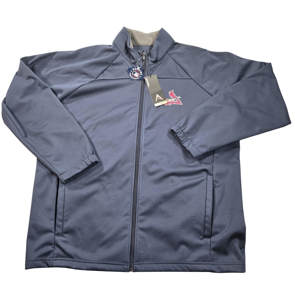 St Louis Cardinals Jacket Mens 2XL Blue MLB Baseball Antigua Full Zip Fleece